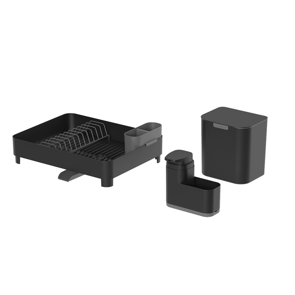 Kit Lavare Pro 3 em 1  - Escorredor, Dispenser e Lixeira