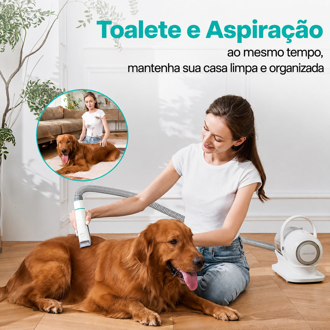 Kit Aspirador e Máquina de Tosa Pet Profissional - Bivolt
